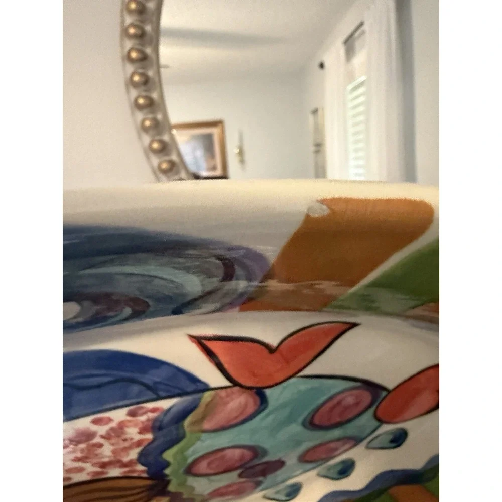 Vicki Carroll Studio Hand Painted Fish Platter 19.5